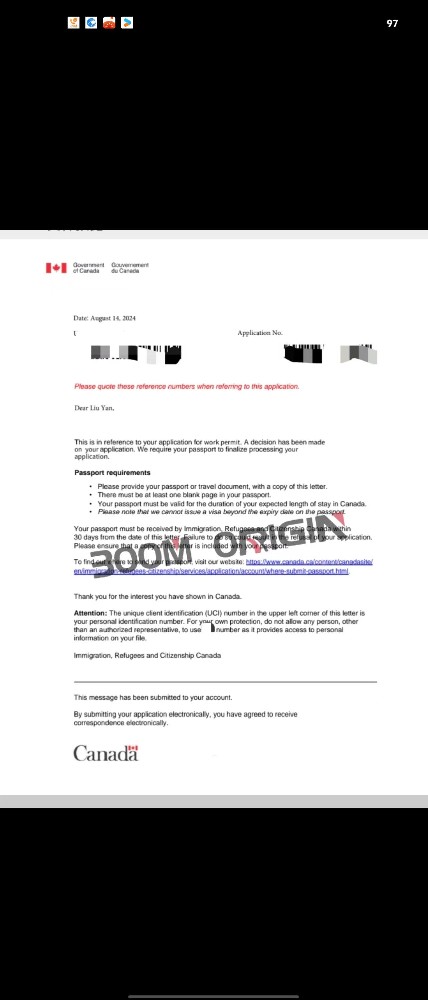 恭喜會計小姐姐加拿大工簽下貼簽信